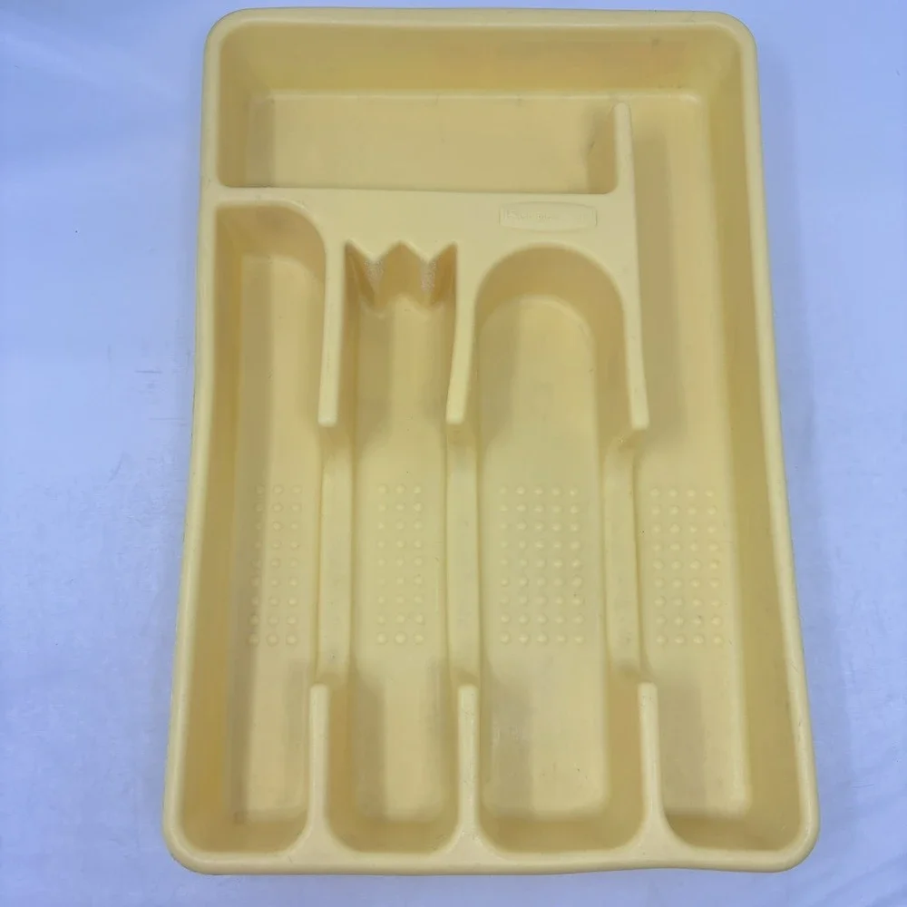 Vintage‎ Rubbermaid Silverware Tray Organizer 2919 Yellow